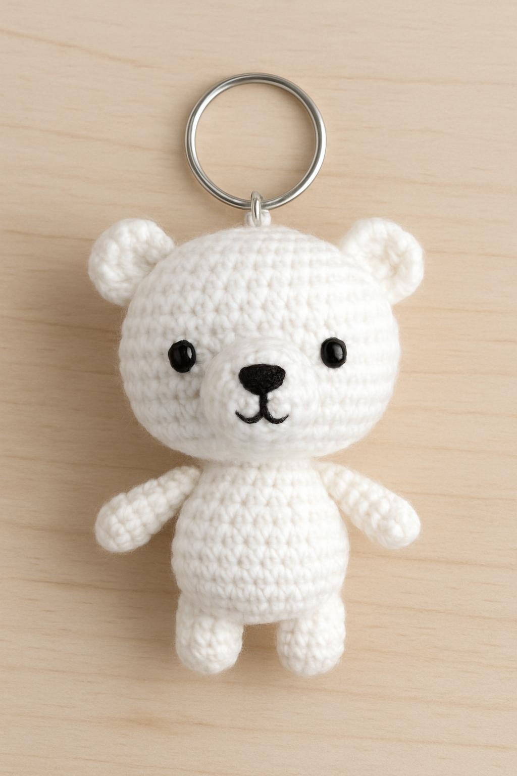 Crochet chibi polar bear keychain keychain